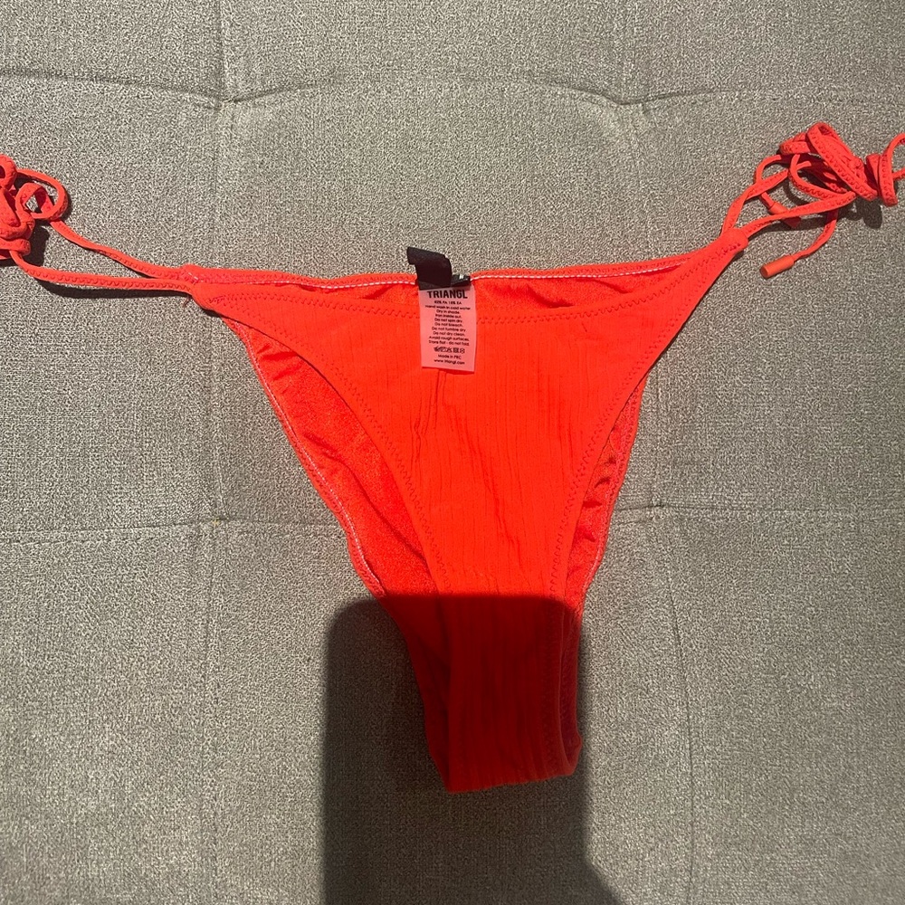 triangl red string bikini